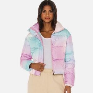NWT Nubyen Whimsical Rainbow Puffer Cropped Jacket Size Large Revolve